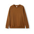 A brown adults' cotton care sweatshirt featuring long sleeves and a round neckline. It has a branding label inside.