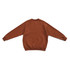 A brown cotton sweatshirt with raglan sleeves and a ribbed hem, featuring a logo on the back.