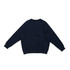 A navy cotton sweatshirt with a simple design and a crew neck, featuring raglan sleeves and ribbed cuffs.