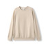 A beige adults' cotton sweatshirt featuring a classic crew neckline and long sleeves. It has a logo on the label.