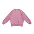 A pink cotton sweatshirt with long sleeves and a ribbed hem, featuring a logo.