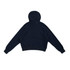 A navy blue women's half-zip cotton jumper with a hood and a relaxed fit, featuring raglan sleeves.