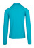 A half zip mock neck jumper in a vibrant turquoise colour, featuring long sleeves and a back view.