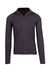 A men's half zip mock neck jumper in dark grey with long sleeves and a branding logo.