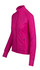 A pink heather jacket with a zip front, long sleeves, and side pockets, featuring a logo.