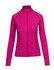 A pink heather jacket featuring a zip front, long sleeves, and pockets on the sides. It has a logo on the front.