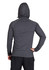 A dark grey men's half-hood top with a fitted design, featuring a logo on the back.