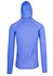 A men's half-hood top in blue, featuring a fitted design and long sleeves. It has a logo on the back.