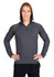 A grey half-hood top for men with a zippered neckline, designed as a stylish hoodie. Features a logo on the front.