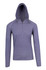 A grey half-hood top featuring a zippered front and a hood. The design includes long sleeves and a logo.