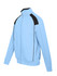 A light blue men's unbrushed contrast jacket featuring black accents and a zippered front. It has a logo on it.