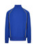 A blue men's unbrushed contrast track jacket with a yellow piping detail and a high collar. It features a logo.