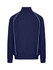 A navy men's unbrushed contrast track jacket featuring white piping and a high collar. It has a logo on the back.