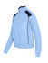 A light blue women's juniors unbrushed contrast jacket featuring black detailing and a zip front.