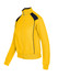 A bright yellow unbrushed contrast jacket featuring black detailing and a full zip. It has a logo on the front.