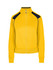 A women's unbrushed contrast jacket in vibrant yellow with black detailing and a zip-up front. It features a logo.