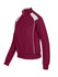 A women's juniors unbrushed contrast jacket in burgundy with white detailing and a logo on the chest.