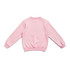A pink crew neck jumper with long sleeves and ribbed cuffs, featuring a plain back.