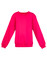 A bright pink crew neck jumper with long sleeves, featuring a simple design and a logo.