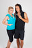 A teal sleeveless zip hoodie and a black sleeveless zip hoodie on models, both featuring a hood and pockets.