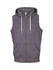 A men's sleeveless zip hoodie in a heather grey colour with front pockets and a hood. Features branding.