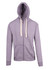 A grey brushed heavy zip fleece hoodie with a front zipper and two pockets, featuring a hood and contrasting drawstrings.