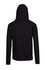 A black men's brushed heavy zip fleece hoodie with a hood and long sleeves, featuring a logo on the back.