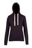 A women's heavy fleece hoodie in black, featuring a front pocket and light-coloured drawstrings, with a logo.