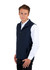 A navy men's soft shell vest from the TEMPEST range, featuring a zip and side pockets, worn over a white shirt.