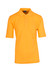 A bright yellow men's regular pique knit polo shirt with a collar, short sleeves, and buttons. It features a logo.