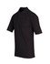 A black men's regular pique knit polo shirt with short sleeves and a collar, featuring a logo.