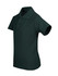 A dark green kids' pique polo shirt with a collar and short sleeves, featuring buttons and a logo.