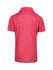 A pink polo shirt in 100% polyester, featuring a classic collar and a back view. Includes a logo.
