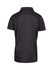 A black polo shirt made of 100% polyester, featuring a simple design and no visible logos on the back.
