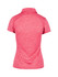 A women's polo shirt in vibrant pink, featuring a collar and short sleeves. The back has a subtle texture and a logo.