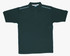 A black cotton pique knit polo shirt with piping details and a collar. The shirt features a logo on the chest.
