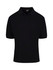 A black men's cotton polo shirt with a classic collar and a logo on the chest.