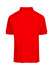A red men's cotton pique knit polo shirt, featuring a collar and short sleeves, with a logo on the back.