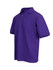 A purple men's cotton pique knit polo shirt with a collar and short sleeves, featuring a logo.