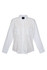 A white women's military long sleeve button-up shirt with two front pockets and a collar. It has a logo tag.