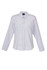 A light blue women's military long sleeve shirt with button-up front and two chest pockets, featuring branding.