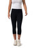 High-rise 3/4 leggings in black, styled with a white top and white shoes, featuring a logo on the waistband.