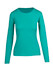 A women's long sleeve T-shirt in a vibrant teal colour, featuring a fitted design and a round neckline.