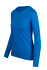 A women's long sleeve t-shirt in a vibrant blue colour, featuring a simple design and fitted silhouette.