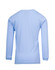 A light blue long sleeve t-shirt for kids, featuring a simple design and logo on the back.