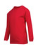 A red long sleeve T-shirt for kids, featuring a simple design and a round neckline. It has no visible logos.