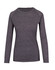 A long-sleeve women's T-shirt in heather grey with a fitted design and raglan sleeves. It has a branding logo.