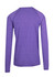 A purple long sleeve T-shirt with a heather texture and a simple design. It features a raglan style back.