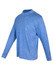 A blue stone wash long sleeve T-shirt featuring a casual style and a logo on the chest area.