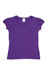 A purple short puff sleeve T-shirt with a round neckline and a label on the inside.